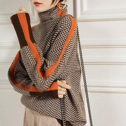 Freja | Trui met contrasterende strepen en col